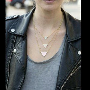 Jewelmint Pastel Points Triangle Fashion Multistrand Necklace Gold Pink Enamel